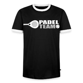 Padel-Team - Männer Kontrast-T-Shirt - Schwarz/Weiß - Vorne - AI Model Female 172 light (172cm) & AI Model Male 178 light (178cm)