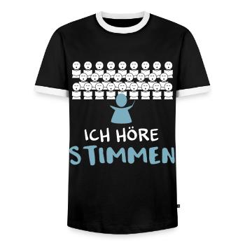 Ich höre Stimmen - Männer Kontrast-T-Shirt - Schwarz/Weiß - Vorne - AI Model Female 172 light (172cm) & AI Model Male 178 light (178cm)