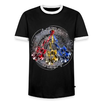 Guitar Puzzle Kreis - Men's Ringer Shirt - black/white - Front - AI Model Female 172 light (172cm) & AI Model Male 178 light (178cm)