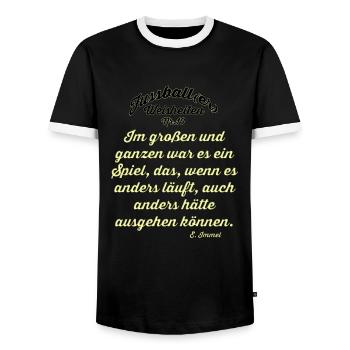 Fussballer Weisheit 10 - Männer Kontrast-T-Shirt - Schwarz/Weiß - Vorne - AI Model Female 172 light (172cm) & AI Model Male 178 light (178cm)