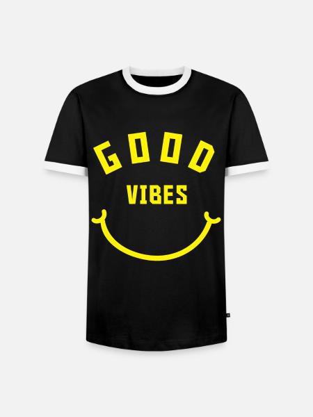 God Vibes rigtig god idé Smil Neon Gul - Herre kontrast-T-shirt - sort/hvid