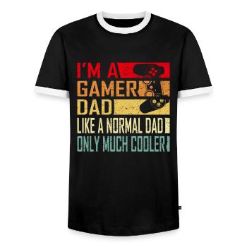 Gamer Dad Funny Gift for Fathers Cool Vintage Dad' - Men's Ringer Shirt - black/white - Front - AI Model Female 172 light (172cm) & AI Model Male 178 light (178cm)
