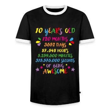 10 Jahre 120 Monate Geburtstag Math Nerd Geeky Girl - Männer Kontrast-T-Shirt - Schwarz/Weiß - Vorne - AI Model Female 172 light (172cm) & AI Model Male 178 light (178cm)