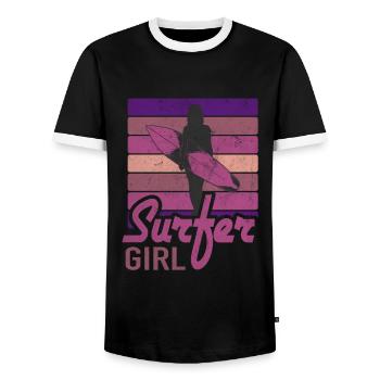 Surfer Girl Surf Club Surf Waves - T-shirt contrasté Homme - noir/blanc - Devant - AI Model Female 172 light (172cm) & AI Model Male 178 light (178cm)