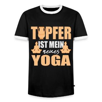 Pottery my new yoga potter passion - Men's Ringer Shirt - black/white - Front - AI Model Female 172 light (172cm) & AI Model Male 178 light (178cm)