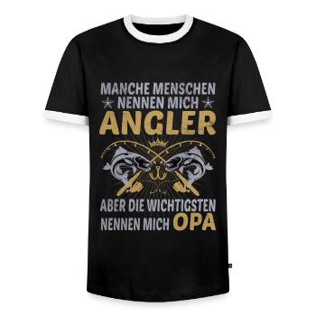 Angler Opa Enkelkinder Angeln Männersport Geschenk - Männer Kontrast-T-Shirt - Schwarz/Weiß - Vorne - AI Model Female 172 light (172cm) & AI Model Male 178 light (178cm)