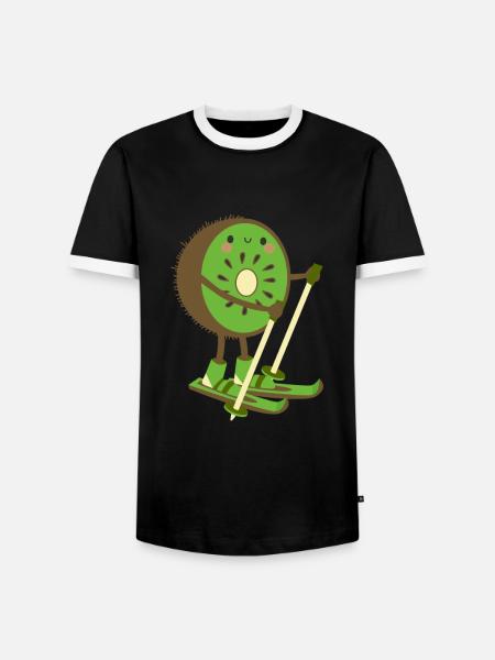 Skiwi Kiwi Ski Skiër Fruit Fruit Winter - Mannen contrastshirt - zwart/wit
