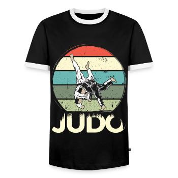 Judo Vintage Japanische Kampfsportart Geschenk - Männer Kontrast-T-Shirt - Schwarz/Weiß - Vorne - AI Model Female 172 light (172cm) & AI Model Male 178 light (178cm)