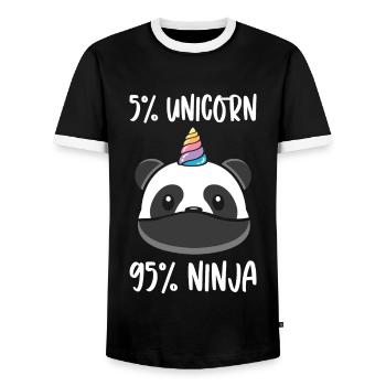 Licorne ninja guerrier licornes panda ours panda - T-shirt contrasté Homme - noir/blanc - Devant - AI Model Female 172 light (172cm) & AI Model Male 178 light (178cm)