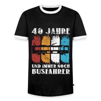 40 Geburtstag Busfahrer 40 Jahre Bus Beruf - Männer Kontrast-T-Shirt - Schwarz/Weiß - Vorne - AI Model Female 172 light (172cm) & AI Model Male 178 light (178cm)