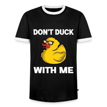 Ne canardez pas avec moi Sarcasme de canard - T-shirt contrasté Homme - noir/blanc - Devant - AI Model Female 172 light (172cm) & AI Model Male 178 light (178cm)