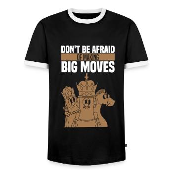 Schach Schachspieler Weisheit Afraid Of Big Moves - Männer Kontrast-T-Shirt - Schwarz/Weiß - Vorne - AI Model Female 172 light (172cm) & AI Model Male 178 light (178cm)