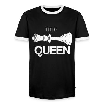 Future Queen Chess Checkers Chess Piece - Men's Ringer Shirt - black/white - Front - AI Model Female 172 light (172cm) & AI Model Male 178 light (178cm)