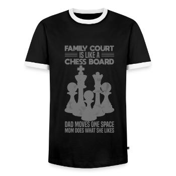 Chess Family Father Mother Chess Player - Men's Ringer Shirt - black/white - Front - AI Model Female 172 light (172cm) & AI Model Male 178 light (178cm)