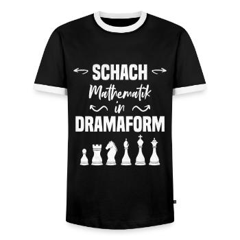 Schach Mathematik In Dramaform Schachspieler - Männer Kontrast-T-Shirt - Schwarz/Weiß - Vorne - AI Model Female 172 light (172cm) & AI Model Male 178 light (178cm)