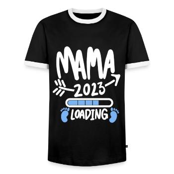 Mama 2023 Mutter Schwangerschaft Schwanger - Männer Kontrast-T-Shirt - Schwarz/Weiß - Vorne - AI Model Female 172 light (172cm) & AI Model Male 178 light (178cm)