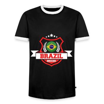 Brazil football gift - Men's Ringer Shirt - black/white - Front - AI Model Female 172 light (172cm) & AI Model Male 178 light (178cm)