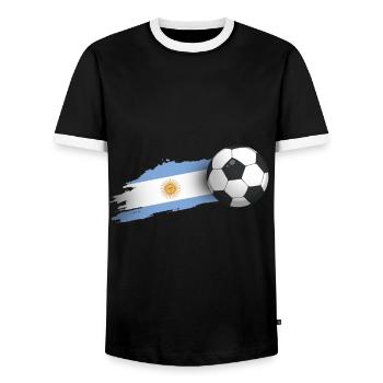 Cadeau de football argentin - T-shirt contrasté Homme - noir/blanc - Devant - AI Model Female 172 light (172cm) & AI Model Male 178 light (178cm)