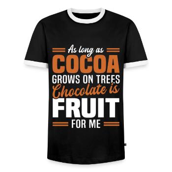 Cocoa Chocolate Fruit Chocolate Lovers - Men's Ringer Shirt - black/white - Front - AI Model Female 172 light (172cm) & AI Model Male 178 light (178cm)