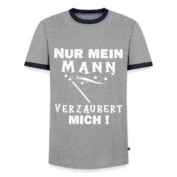 Witziger Hexe Halloween Hexen Spruch - Männer Kontrast-T-Shirt - Grau/Navy  - Vorne - AI Model Female 172 light (172cm) & AI Model Male 178 light (178cm)