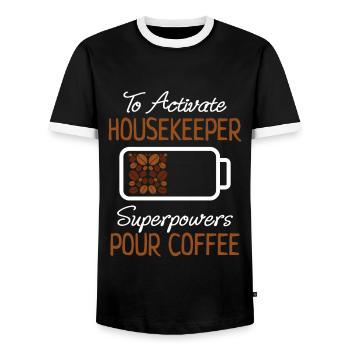 Cleaning Lady Coffee Lover Cleaning Coffee Gift - Men's Ringer Shirt - black/white - Front - AI Model Female 172 light (172cm) & AI Model Male 178 light (178cm)