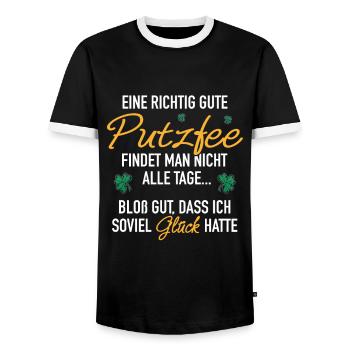 Gute Putzfee Glück Beziehung Ehemann Ehefrau - Männer Kontrast-T-Shirt - Schwarz/Weiß - Vorne - AI Model Female 172 light (172cm) & AI Model Male 178 light (178cm)