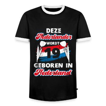19 Anniversaire Hollande Hollandaise 19 ans Say - T-shirt contrasté Homme - noir/blanc - Devant - AI Model Female 172 light (172cm) & AI Model Male 178 light (178cm)