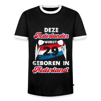 29 Birthday Dutch Holland 29 years Saying - Men's Ringer Shirt - black/white - Front - AI Model Female 172 light (172cm) & AI Model Male 178 light (178cm)