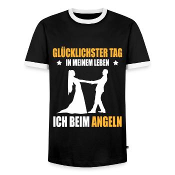 Angler Hochzeit Glücklichster Tag Ich Beim Angeln - Männer Kontrast-T-Shirt - Schwarz/Weiß - Vorne - AI Model Female 172 light (172cm) & AI Model Male 178 light (178cm)