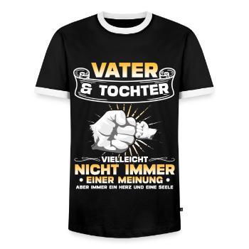 Vater & Tochter Herz Und Seele Partneroutfit - Männer Kontrast-T-Shirt - Schwarz/Weiß - Vorne - AI Model Female 172 light (172cm) & AI Model Male 178 light (178cm)