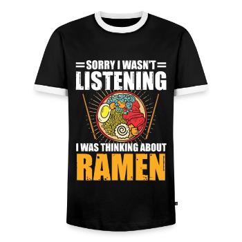 Ramen Liebhaber Japanisches Essen Ramennudeln - Männer Kontrast-T-Shirt - Schwarz/Weiß - Vorne - AI Model Female 172 light (172cm) & AI Model Male 178 light (178cm)