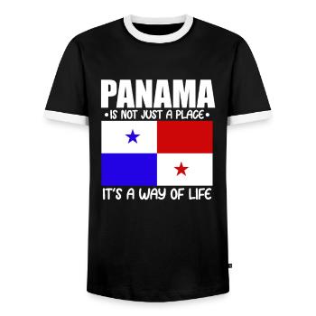 Panama Way Of Life Panamanian Flag Gift - Men's Ringer Shirt - black/white - Front - AI Model Female 172 light (172cm) & AI Model Male 178 light (178cm)