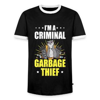 Criminal Garbage Thief Raccoons Funny Marten - Men's Ringer Shirt - black/white - Front - AI Model Female 172 light (172cm) & AI Model Male 178 light (178cm)