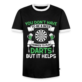 Jeu de fléchettes buveur de bière avec bière et flèches - T-shirt contrasté Homme - noir/blanc - Devant - AI Model Female 172 light (172cm) & AI Model Male 178 light (178cm)