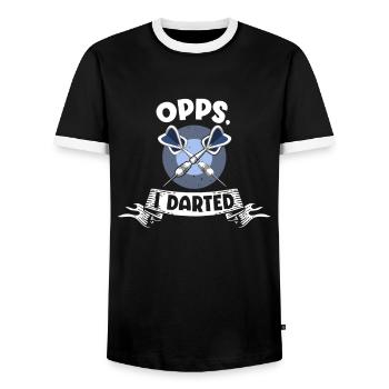 Darts Training Darts Player Opps I Darted Gift - Men's Ringer Shirt - black/white - Front - AI Model Female 172 light (172cm) & AI Model Male 178 light (178cm)