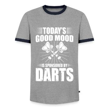Darts Darts Darts Darts Équipe Fléchettes Événement de fléchettes - T-shirt contrasté Homme - gris/marine  - Devant - AI Model Female 172 light (172cm) & AI Model Male 178 light (178cm)