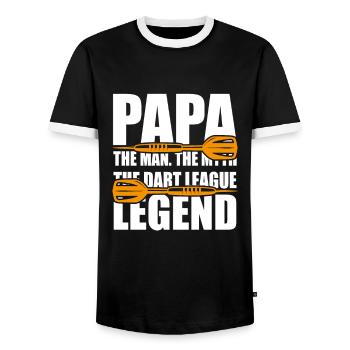 Papa Mann Mythos Dart Legende Dartspieler Vater - Männer Kontrast-T-Shirt - Schwarz/Weiß - Vorne - AI Model Female 172 light (172cm) & AI Model Male 178 light (178cm)