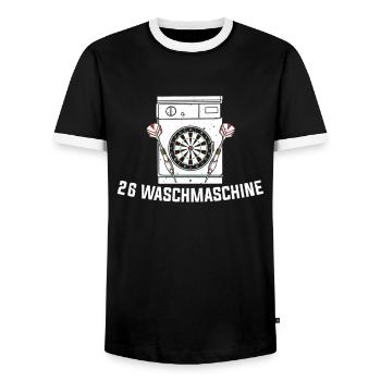 26 Waschmaschine Dartboard Dartpfeile Geschenk - Männer Kontrast-T-Shirt - Schwarz/Weiß - Vorne - AI Model Female 172 light (172cm) & AI Model Male 178 light (178cm)