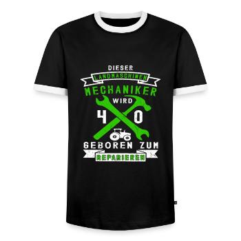 Landmaschinenmechaniker 40 Geburtstag Spruch - Männer Kontrast-T-Shirt - Schwarz/Weiß - Vorne - AI Model Female 172 light (172cm) & AI Model Male 178 light (178cm)