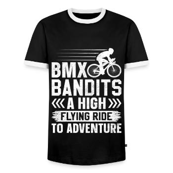 Bmx Bandits A high-flying ride into adventure - Men's Ringer Shirt - black/white - Front - AI Model Female 172 light (172cm) & AI Model Male 178 light (178cm)
