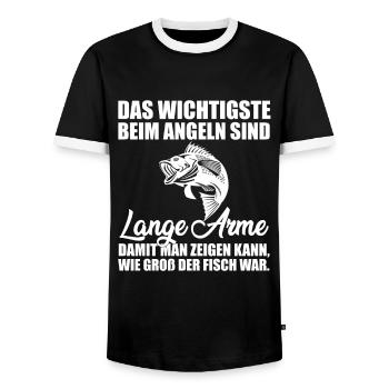 Angeln Lange Arme Große Fische Angler Weisheit - Männer Kontrast-T-Shirt - Schwarz/Weiß - Vorne - AI Model Female 172 light (172cm) & AI Model Male 178 light (178cm)