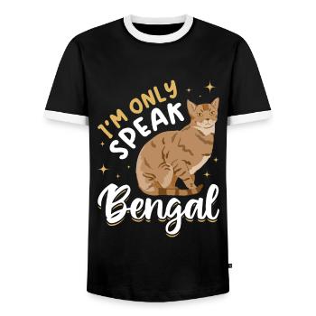 Bengal Cat Breeding Cat Breed Speak Only Bengal - Men's Ringer Shirt - black/white - Front - AI Model Female 172 light (172cm) & AI Model Male 178 light (178cm)