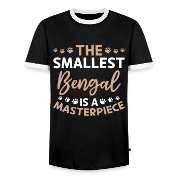Funny Cat Breeds Saying Bengal Masterpiece - Men's Ringer Shirt - black/white - Front - AI Model Female 172 light (172cm) & AI Model Male 178 light (178cm)