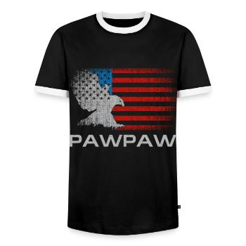 Papaw Vatertag US-Flagge von Enkelin zu - Männer Kontrast-T-Shirt - Schwarz/Weiß - Vorne - AI Model Female 172 light (172cm) & AI Model Male 178 light (178cm)
