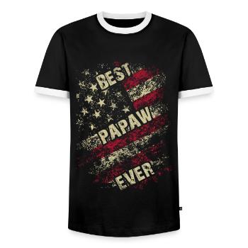 Großvater US-Flagge Bester Papa aller Zeiten Vatertag - Männer Kontrast-T-Shirt - Schwarz/Weiß - Vorne - AI Model Female 172 light (172cm) & AI Model Male 178 light (178cm)
