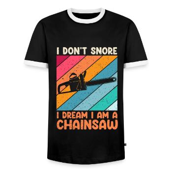 Chainsaw Snoring Funny - Men's Ringer Shirt - black/white - Front - AI Model Female 172 light (172cm) & AI Model Male 178 light (178cm)