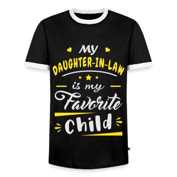 Meine Schwiegertochter ist mein Lieblingskind - Männer Kontrast-T-Shirt - Schwarz/Weiß - Vorne - AI Model Female 172 light (172cm) & AI Model Male 178 light (178cm)