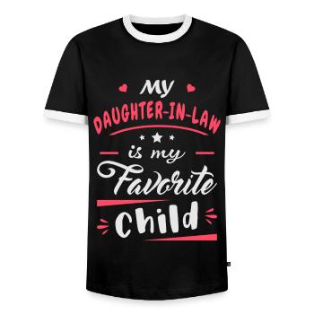 Meine Schwiegertochter ist mein Lieblingskind - Männer Kontrast-T-Shirt - Schwarz/Weiß - Vorne - AI Model Female 172 light (172cm) & AI Model Male 178 light (178cm)