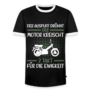 Moped Mokick Lustig Auspuff Dröhnt Motor Kreischt - Männer Kontrast-T-Shirt - Schwarz/Weiß - Vorne - AI Model Female 172 light (172cm) & AI Model Male 178 light (178cm)