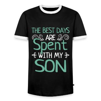 Father & Son Toddler Dad-to-be Sons - Men's Ringer Shirt - black/white - Front - AI Model Female 172 light (172cm) & AI Model Male 178 light (178cm)